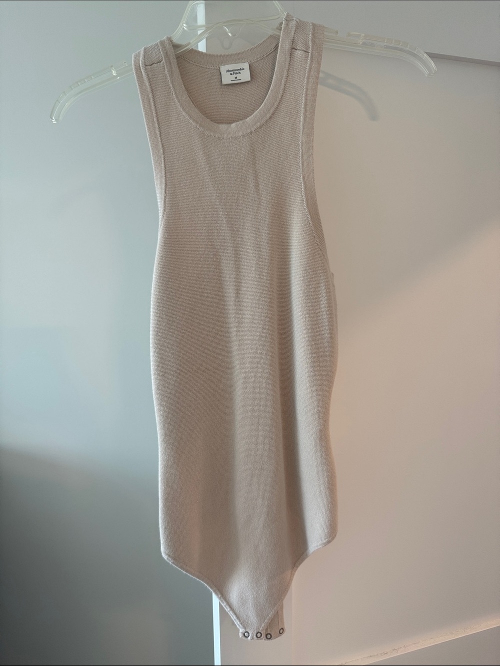Abercrombie & Fitch Light Cream Ribbed Scoop Neck Bodysuit